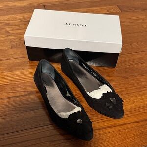 Alfani Black Flats with Floral Accent